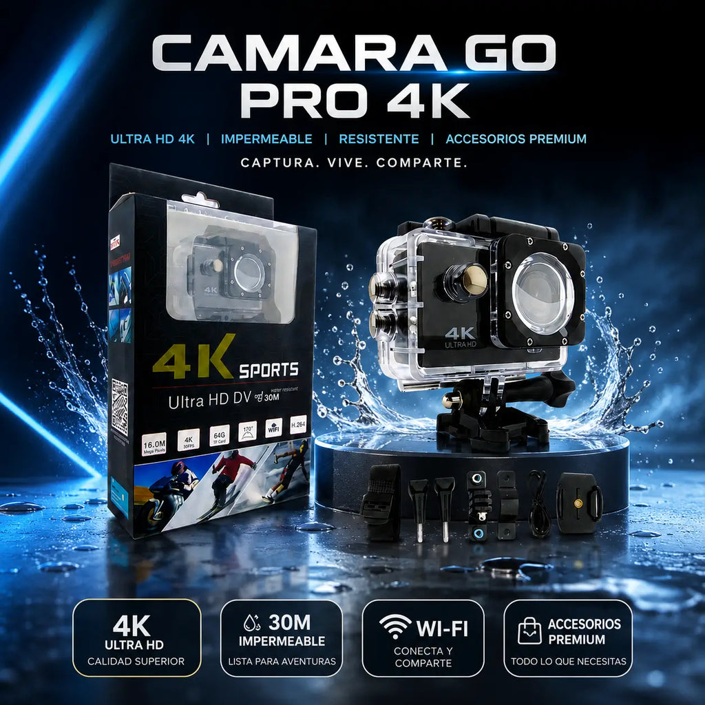 🔥 LIQUIDACIÓN DE STOCK: 🎉 Promoción de Cumpleaños: Cámara deportiva 4K + Funda Protectora de Regalo